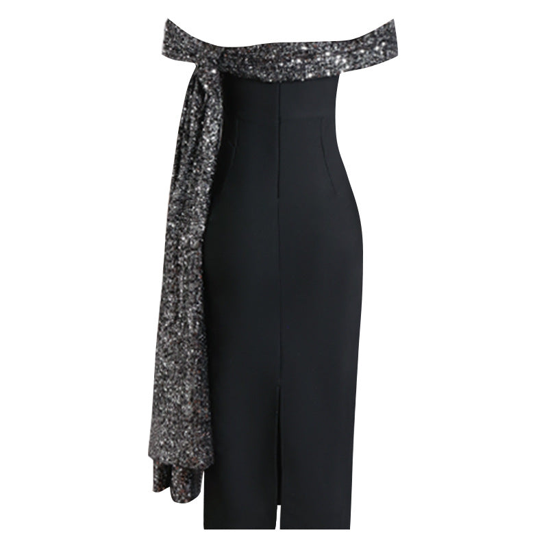Statement Sequin Bow Midi Dress Newgew