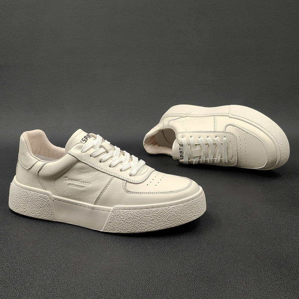 Men Fashion Minimalist Solid Leather Flat Casual Shoes Newgew Shoes