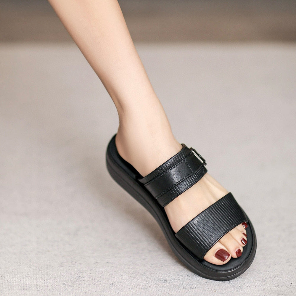 Women Minimalist Leather Soft Casual Slides Newgew Shoes