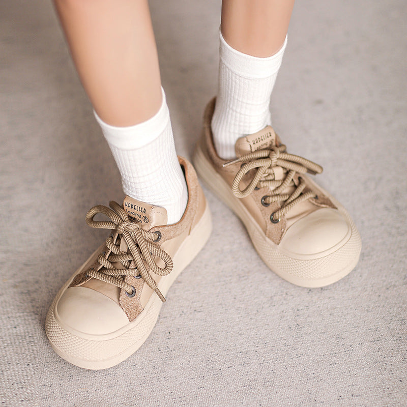 Women Minimalist Fashion Leather Flat Casual Shoes Newgew Shoes