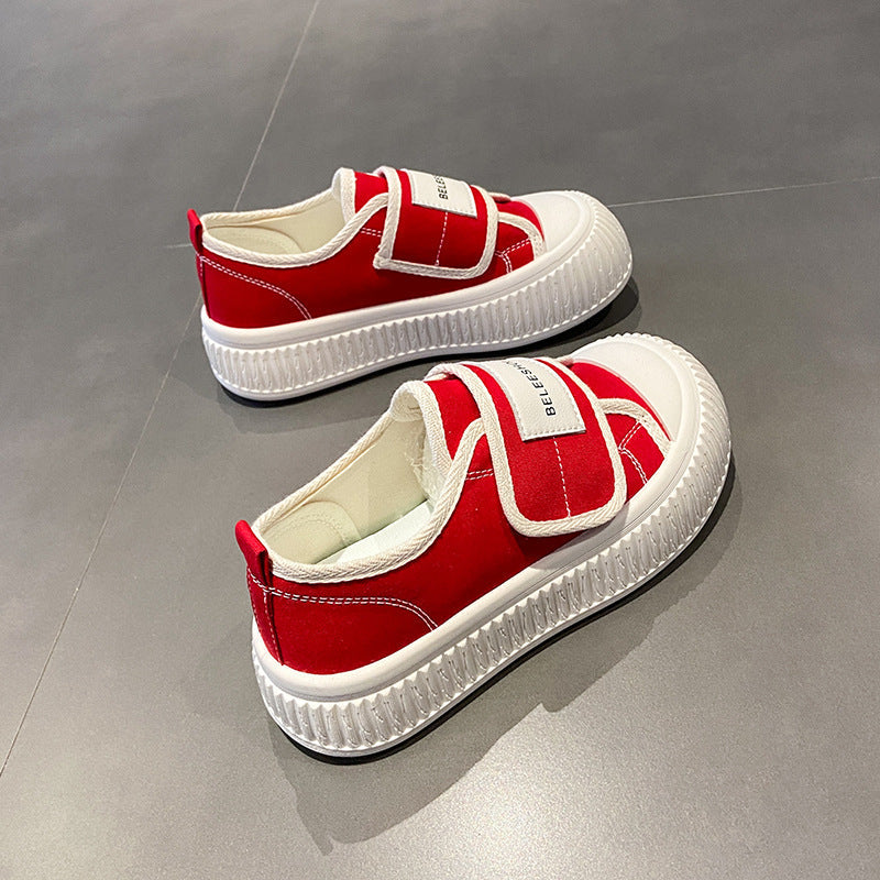 Trendy Spring Platform White Big Head Canvas Shoes Newgew