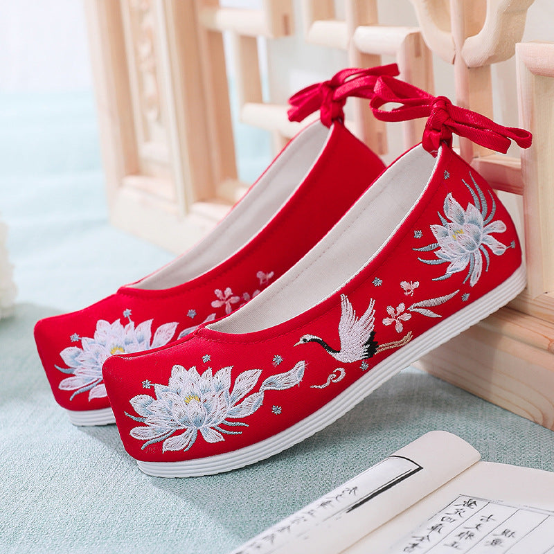 Unique Tan Ancient Style Flat Costume Canvas Shoes Newgew