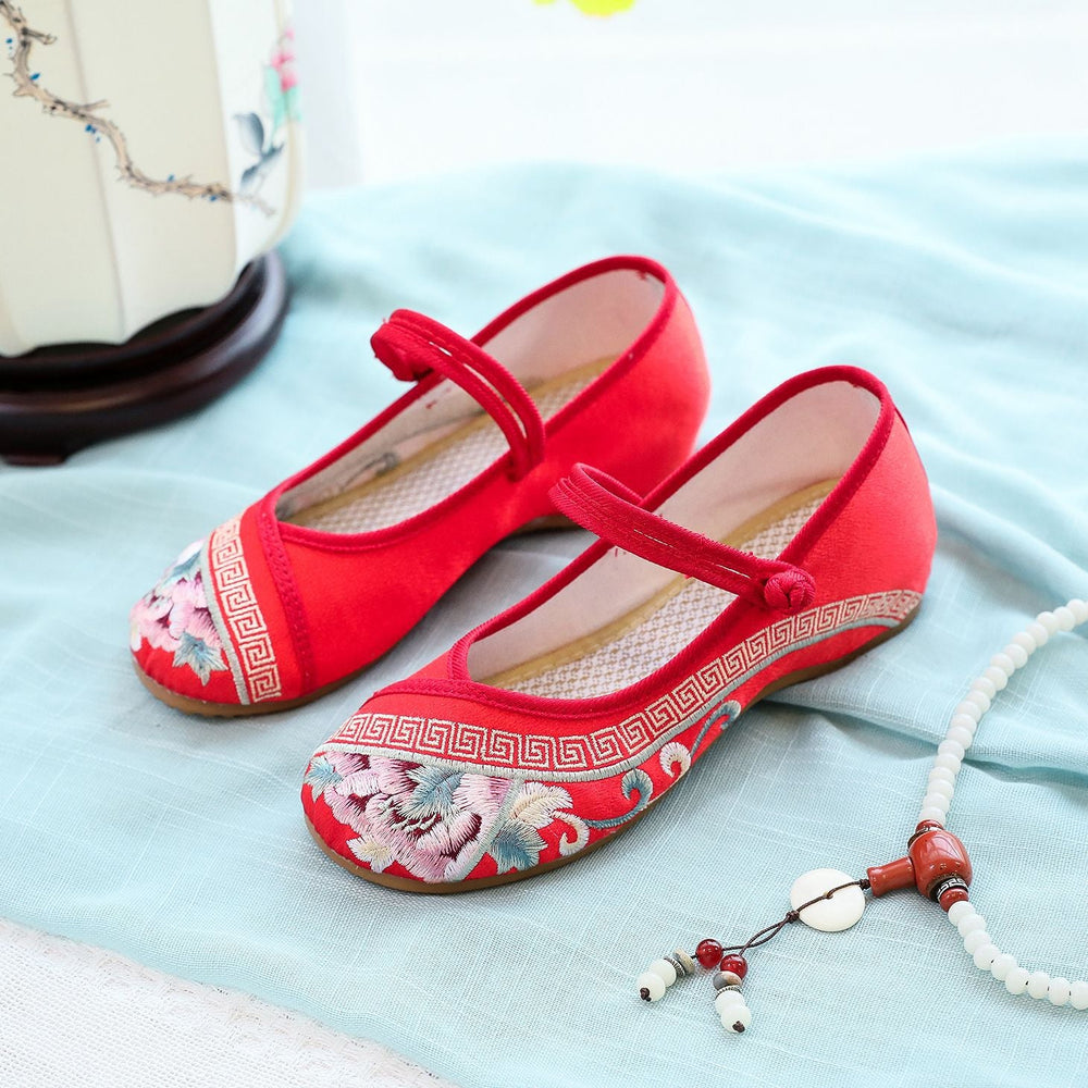 Women's Antique Style Embroidery Tendon Bottom Height Increasing Canvas Shoes Newgew