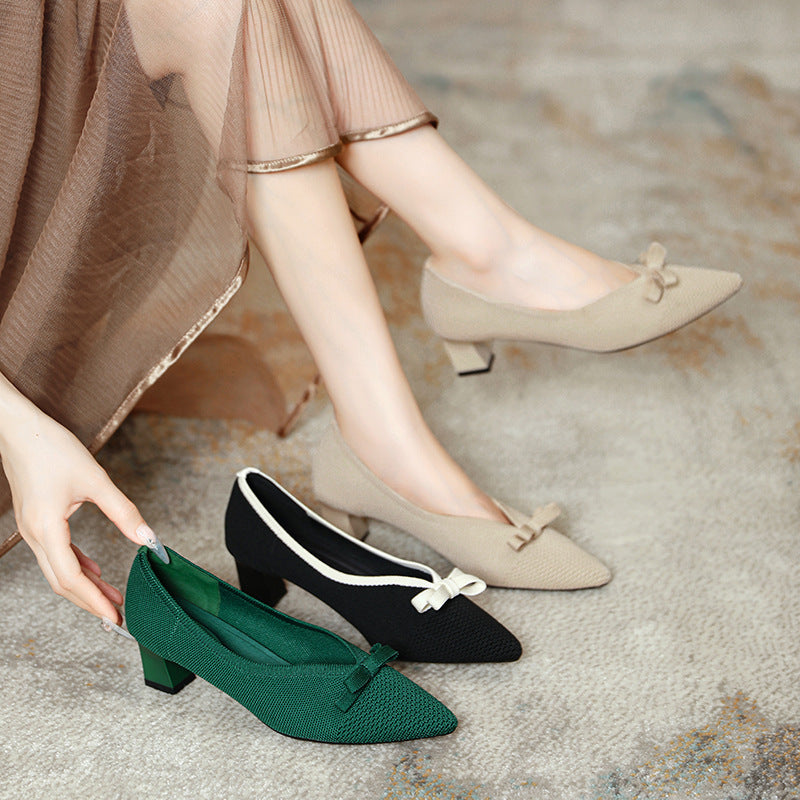 Bow Tie Versatile Commuting High Heels Newgew