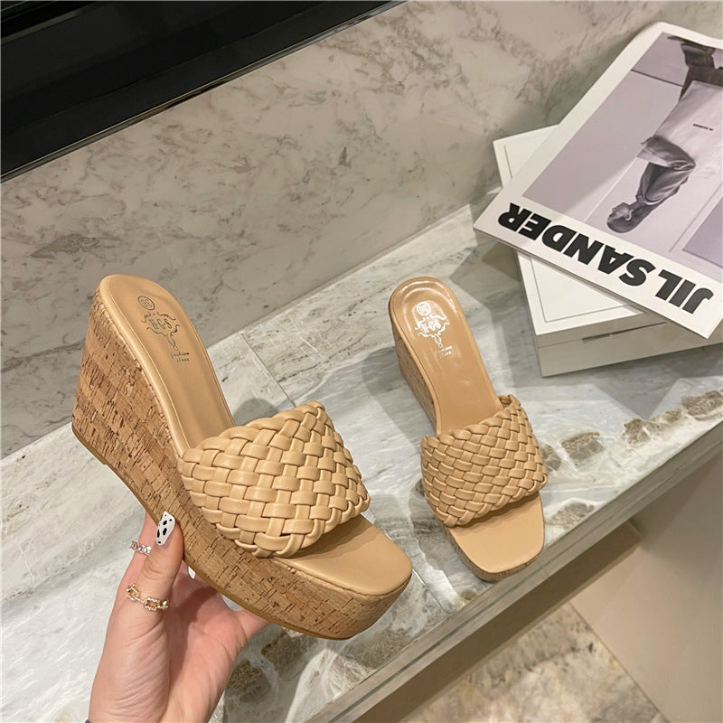 Retro straw platform slippers NewGew