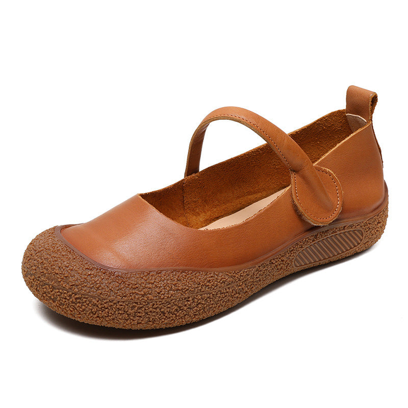 Women Retro Leather Soft Flat Casual Shoes Newgew Shoes