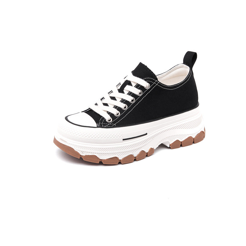 Women's Platform Height Increasing Insole Wave Bottom Canvas Shoes Newgew