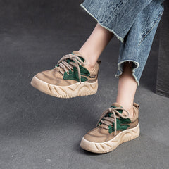 Women Retro Leather Flat Thick Soled Casual Shoes Newgew Shoes