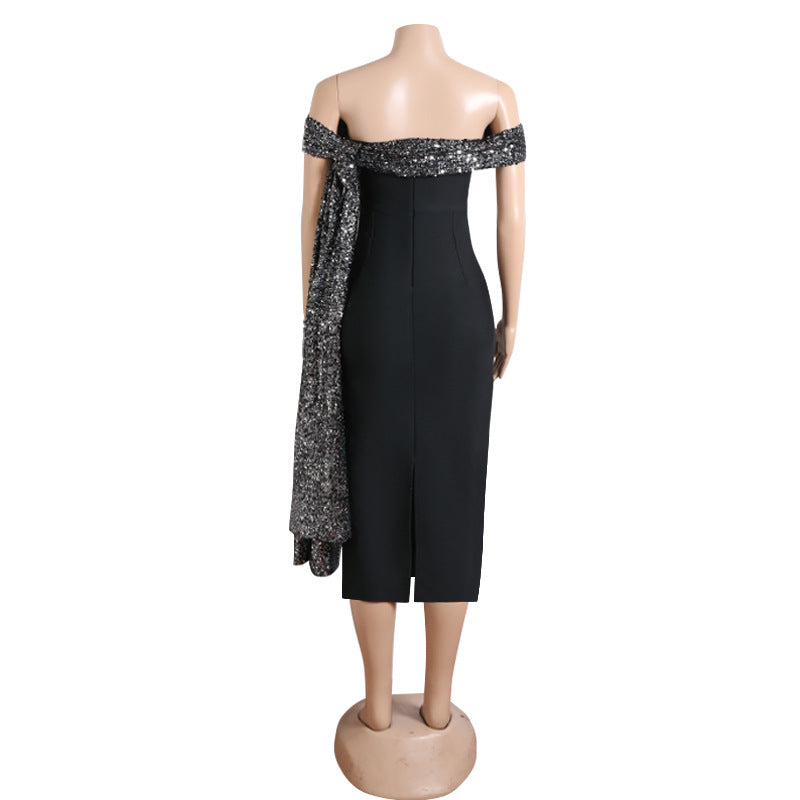Statement Sequin Bow Midi Dress Newgew