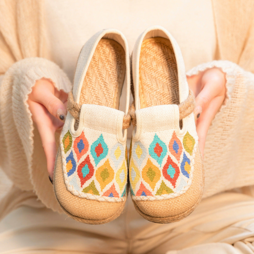 Glamorous Cross Stitch Colorful Peacock Industry Canvas Shoes Newgew
