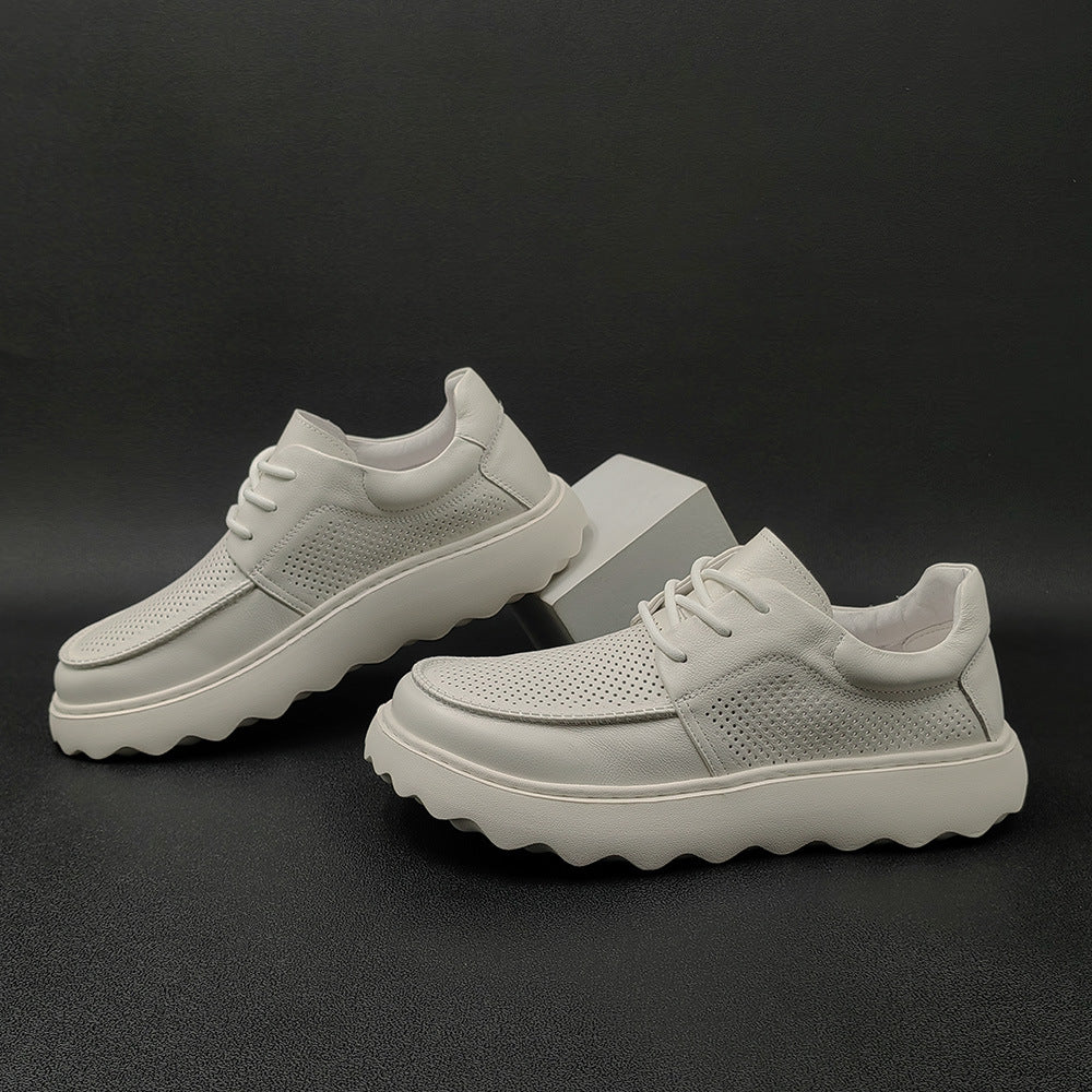 Men Minimalist Hollow Leather Breathable Casual Shoes Newgew Shoes