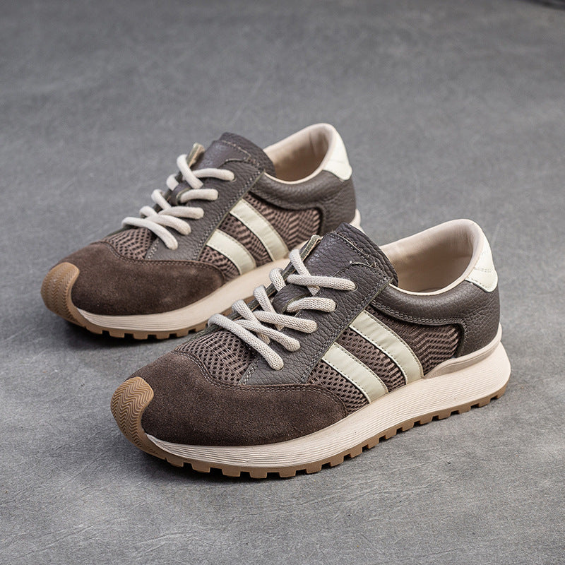 Women Fashion Leather Breathable Mesh Casual Shoes Newgew Shoes