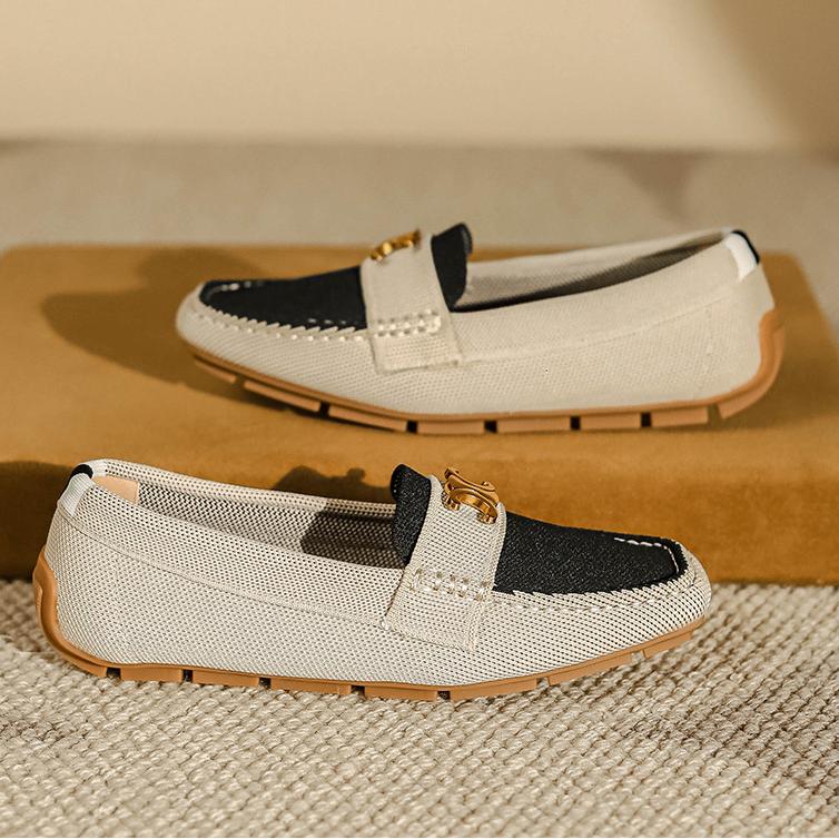 Flat Soft Sole Flying Woven Square Toe Loafers NewGew