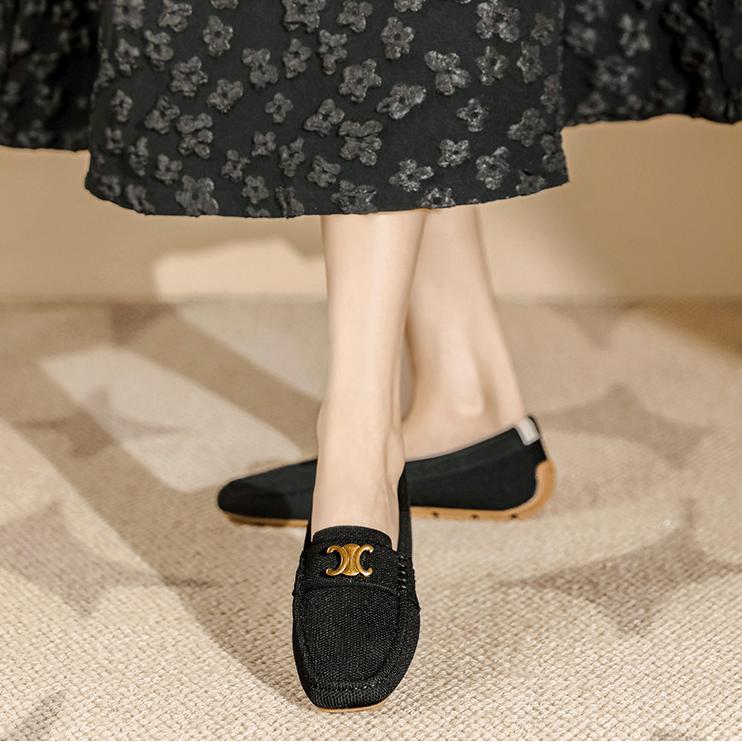 Flat Soft Sole Flying Woven Square Toe Loafers NewGew