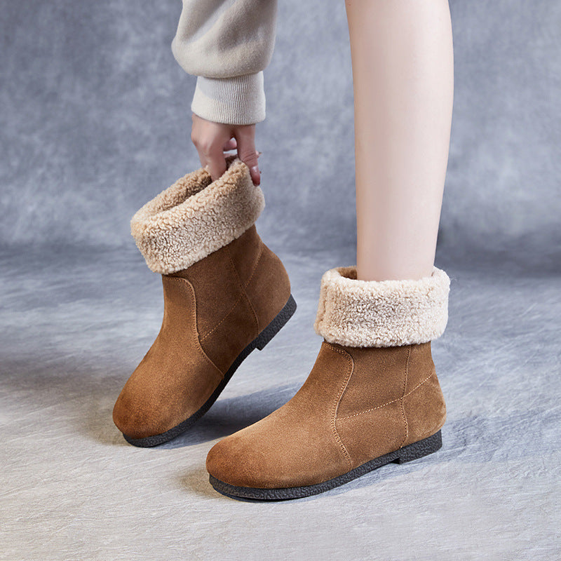 Women Minimalist Soft Suede Flat Snow Boots Newgew Shoes