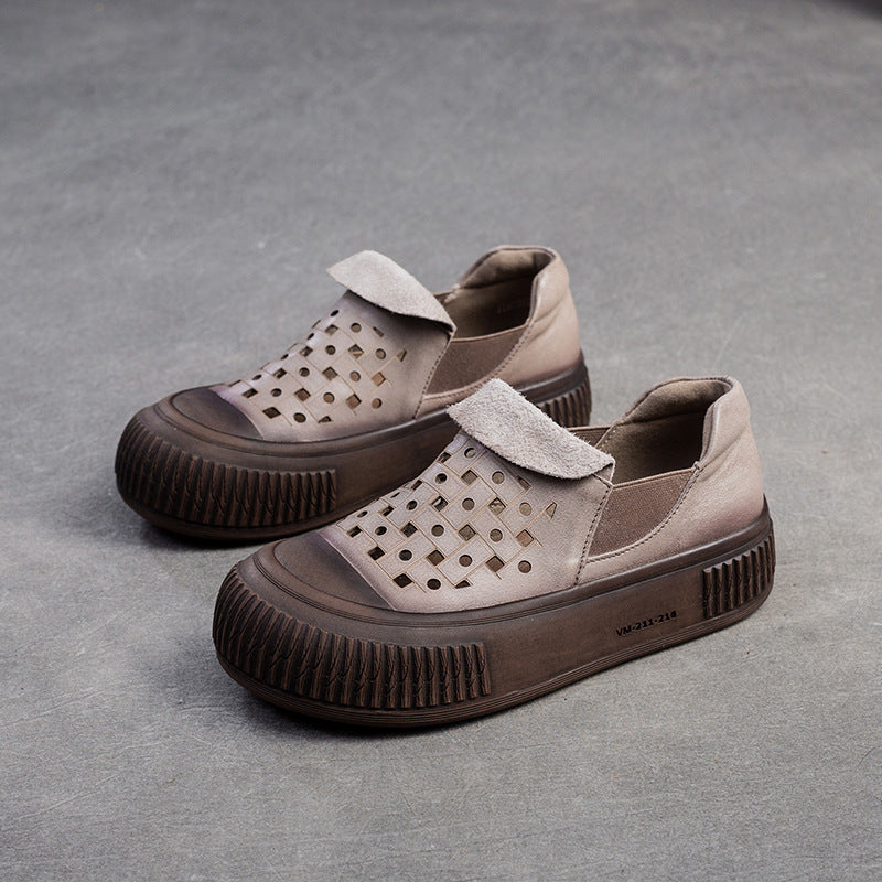 Women Minimalist Breathable Leather Flat Casual Shoes Newgew Shoes