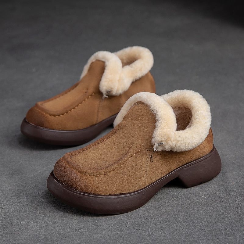 Women Retro Minimalist Thick Soled Furred Casual Shoes Newgew Shoes