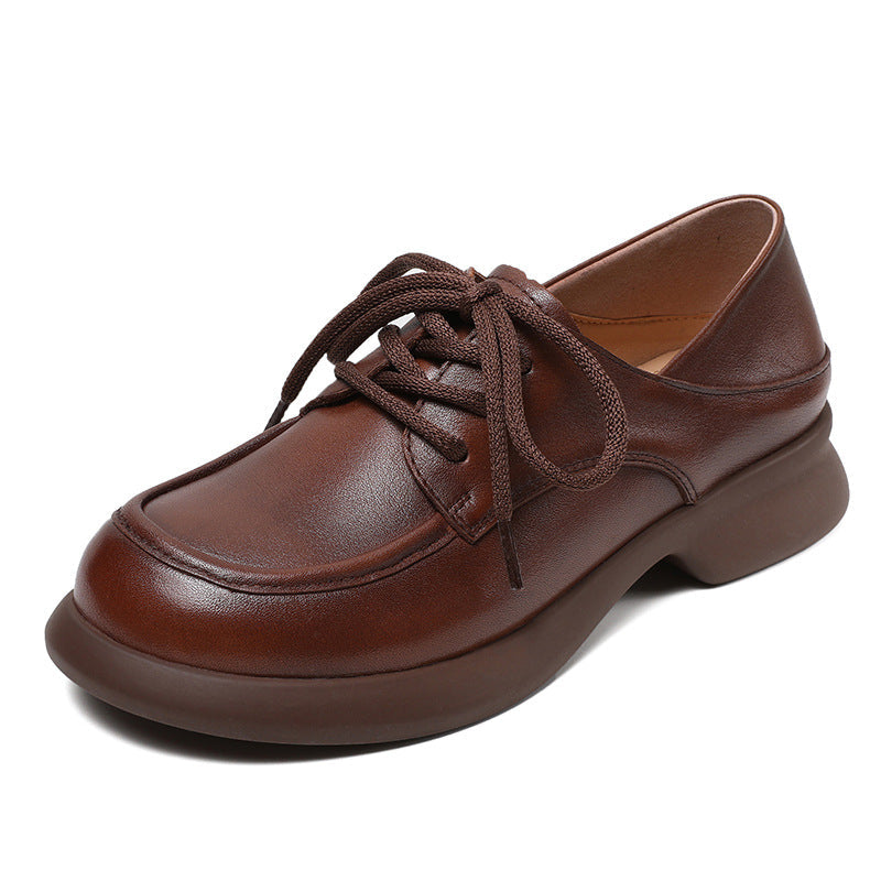 Women Handmade Retro Solid Leather Casual Shoes Newgew Shoes