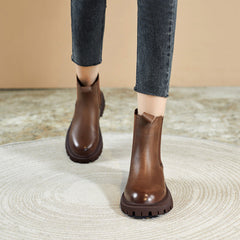 Women Retro Figured Leather Patchwork Casual Boots Newgew Shoes