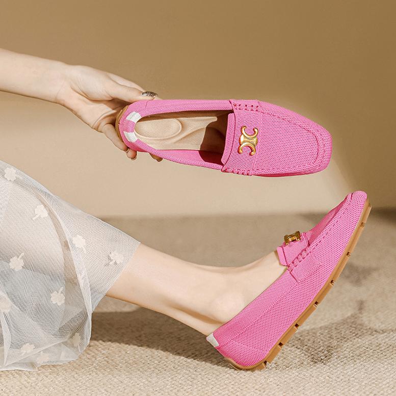 Flat Soft Sole Flying Woven Square Toe Loafers NewGew