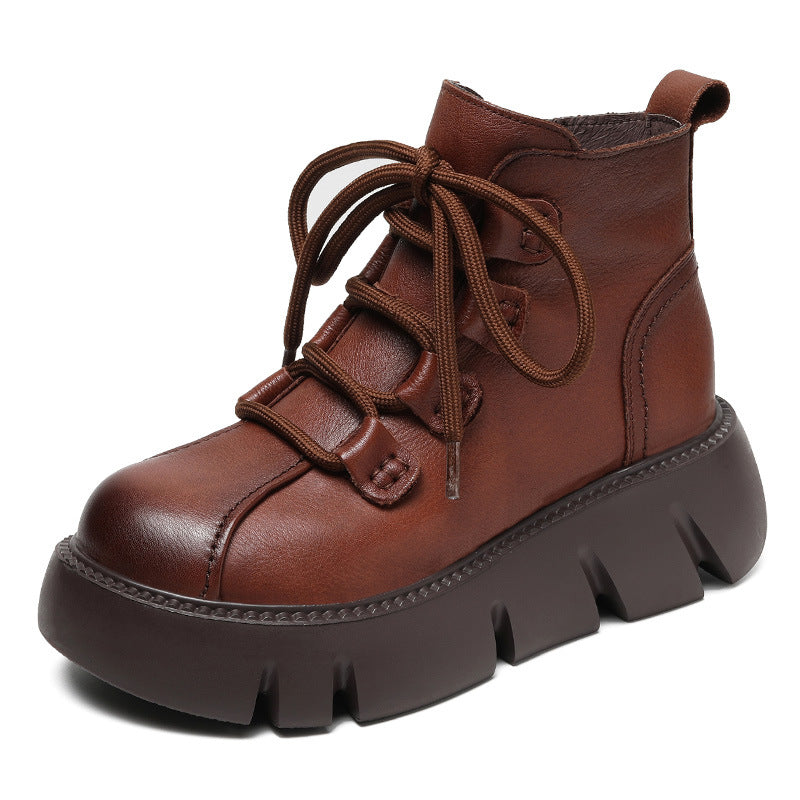 Women Casual Leather Platform Ankle Boots Newgew Shoes