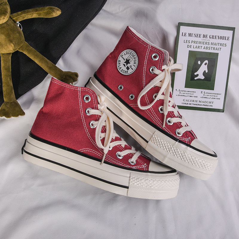 Glamorous Women's Star Platform Hight Increasing Canvas Shoes Newgew