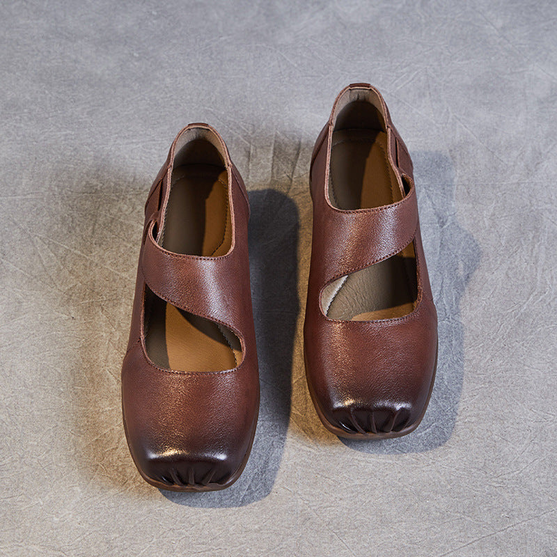 Women Retro Handmade Leather Flat Casual Shoes Newgew Shoes