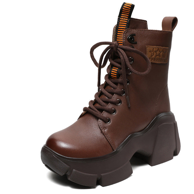 Women Fashion Leather Chunky Platform Snow Boots Newgew Shoes