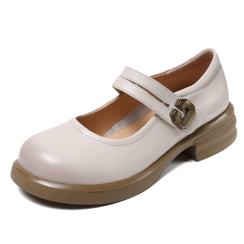 Women Minimalist Leather Casual Mary Jane Shoes Newgew Shoes