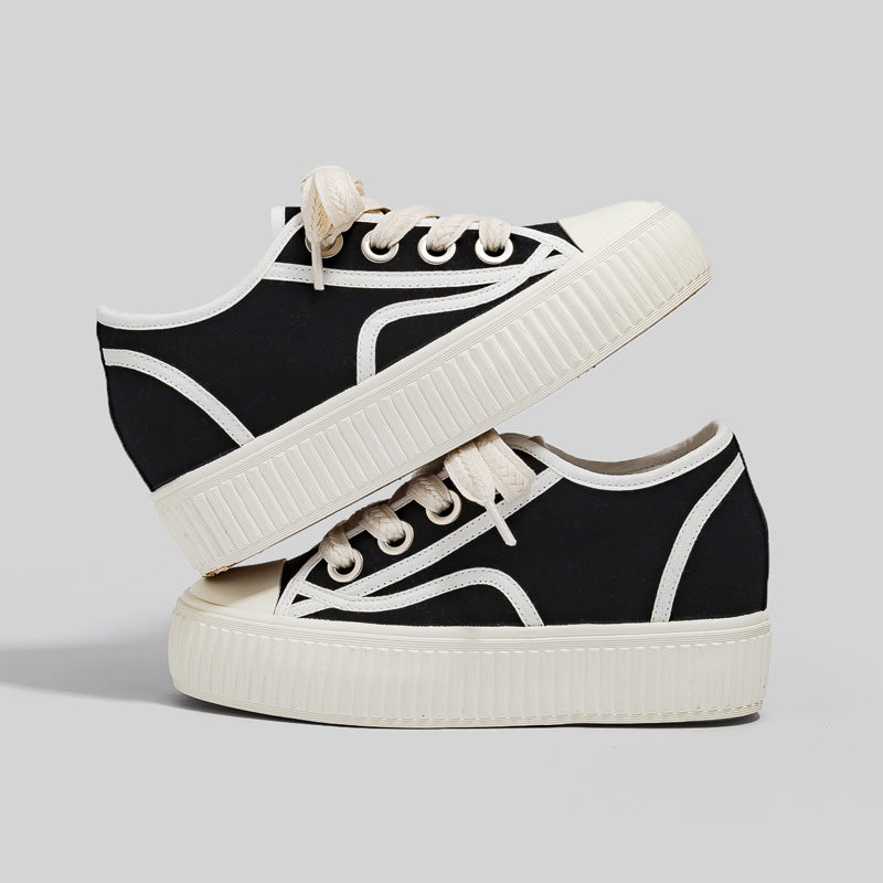 Women's Platform Hidden White Skate Biscuits Canvas Shoes Newgew
