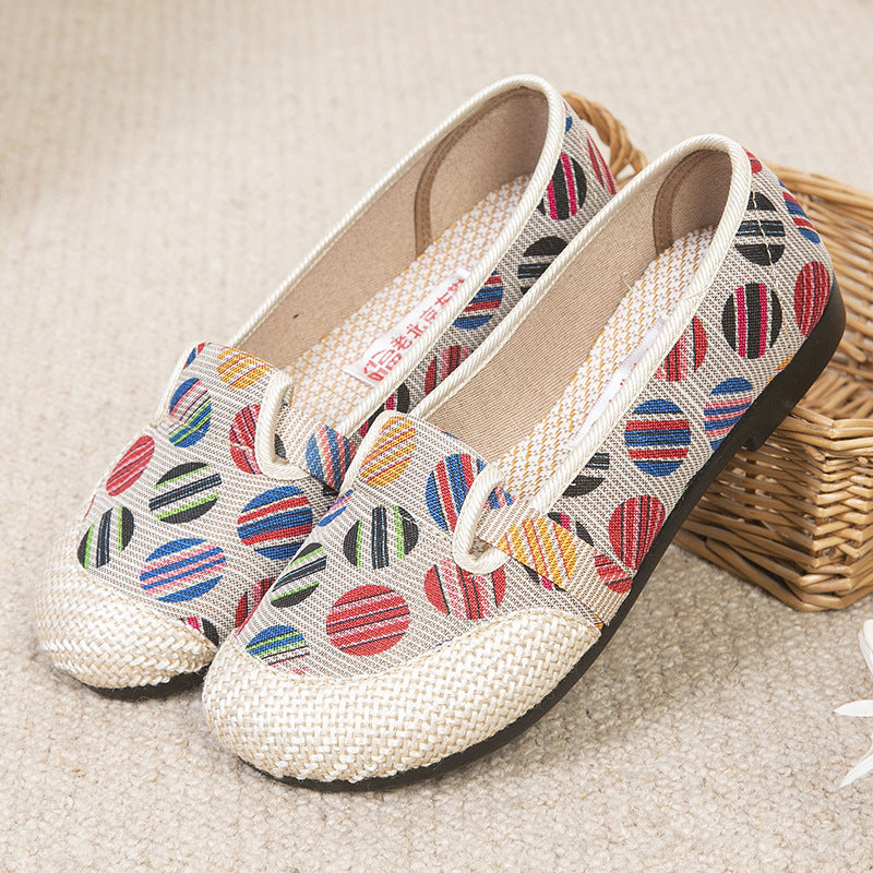 Women's Slip-on Flat Mom Linen Leisure Old Canvas Shoes Newgew