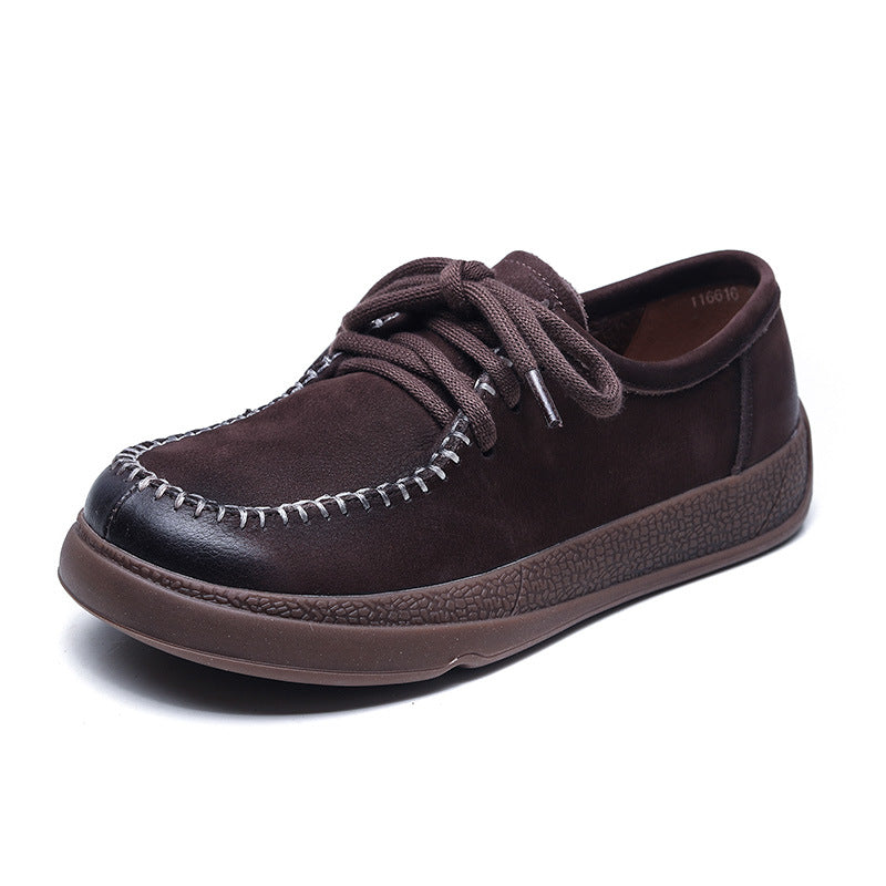 Women Soft Leather Flat Retro Casual Shoes Newgew Shoes