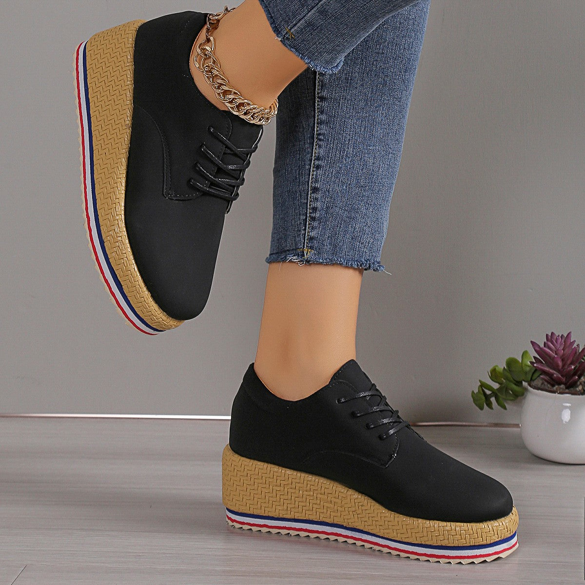 Lace Up Wedge Platform Ankle Sneakers Pairmore