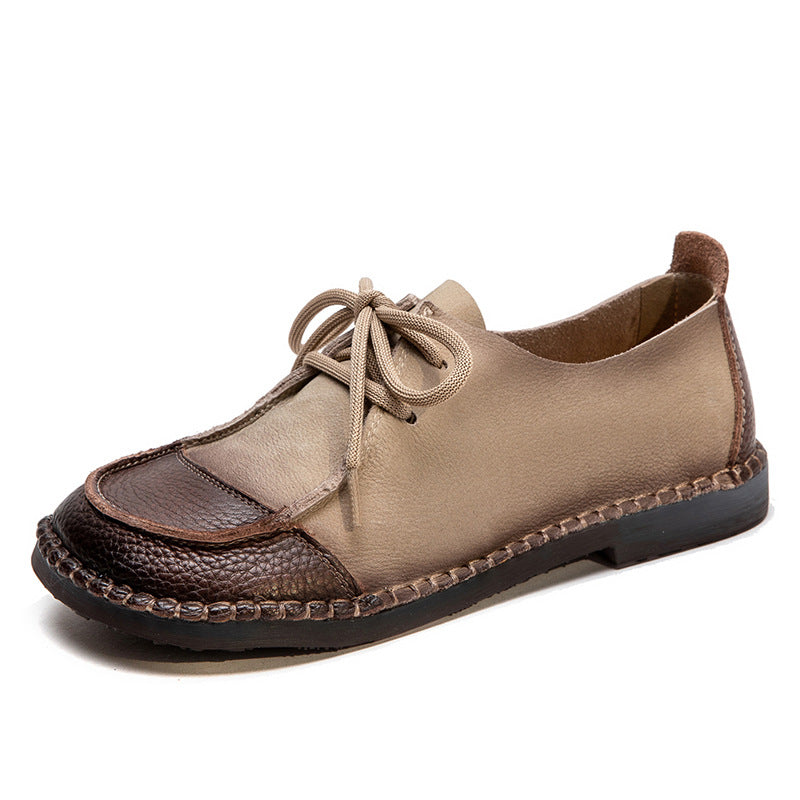 Women Retro Soft Leather Flat Casual Shoes Newgew Shoes