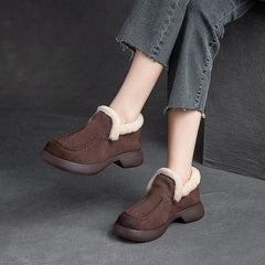 Women Retro Minimalist Thick Soled Furred Casual Shoes Newgew Shoes