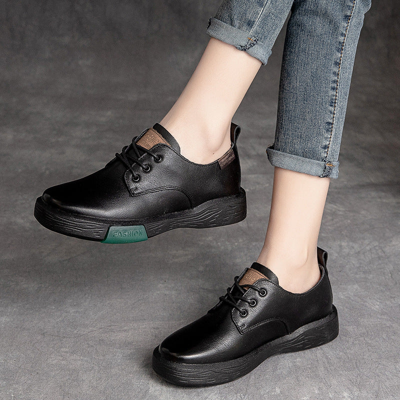 Women Classic Soft Leather Flat Casual Shoes Newgew Shoes