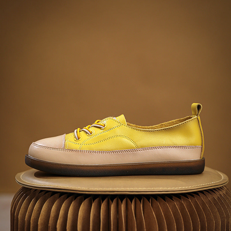 Women Retro Leather Minimalist Soft Flat Casual Shoes Newgew Shoes
