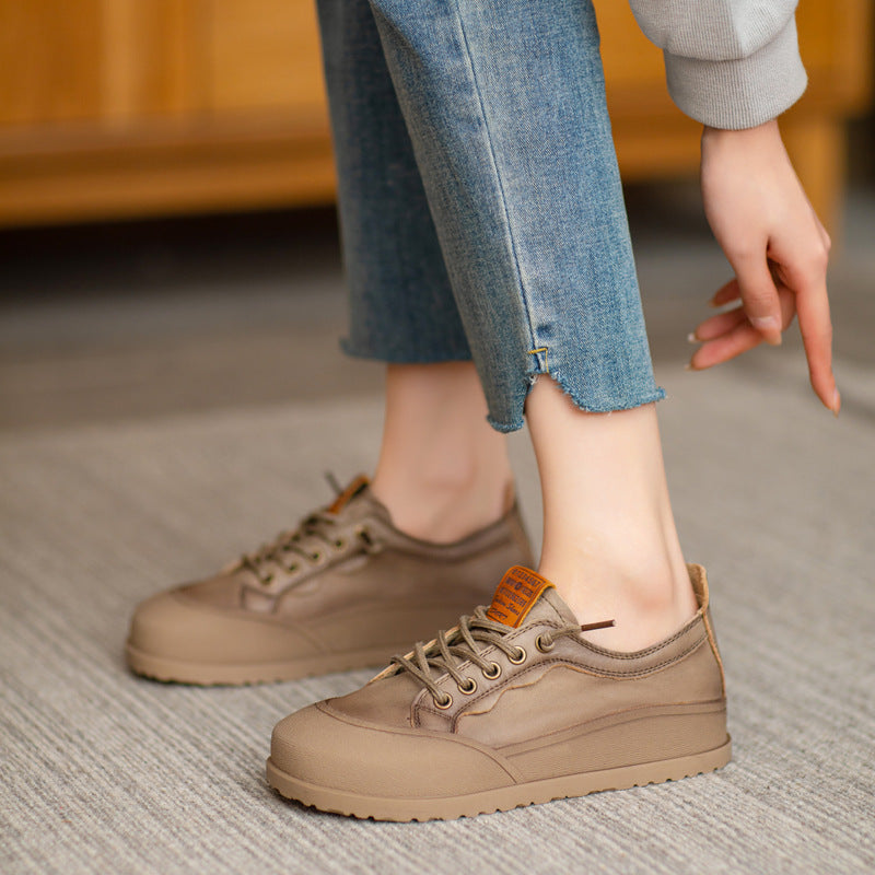 Women Retro Casual Soft Leather Thick Soled Shoes Newgew Shoes