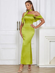 Stylish Strapless Satin Tie Dress Newgew Dresses