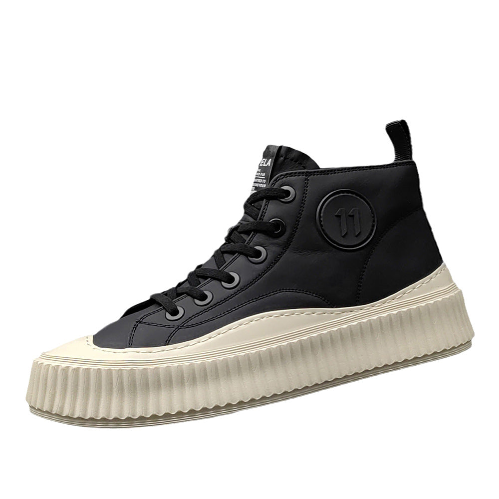 Men Fashion Leather Thick Sole Sneakers Newgew Shoes
