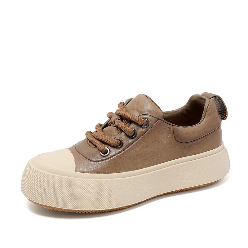 Women Retro Stylish Leather Flat Casual Shoes Newgew Shoes