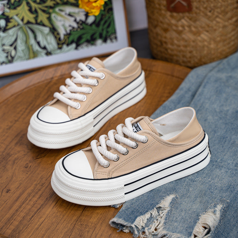 Women's Summer Korean Style Breathable Skate Thick Canvas Shoes Newgew