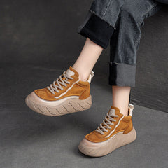 Women Minimalist Fashion Leather Thick Soled Casual Shoes Newgew Shoes