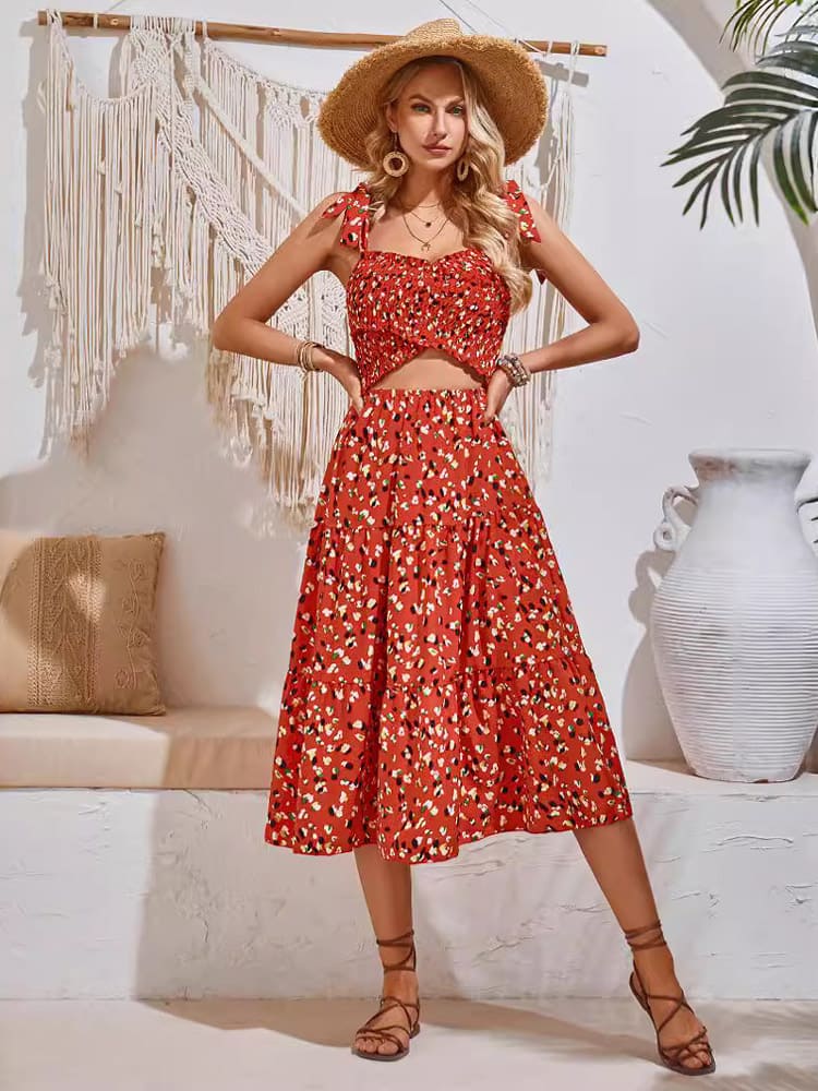 Fashion Printed Cutout Sleeveless Casual Dress Newgew Dresses