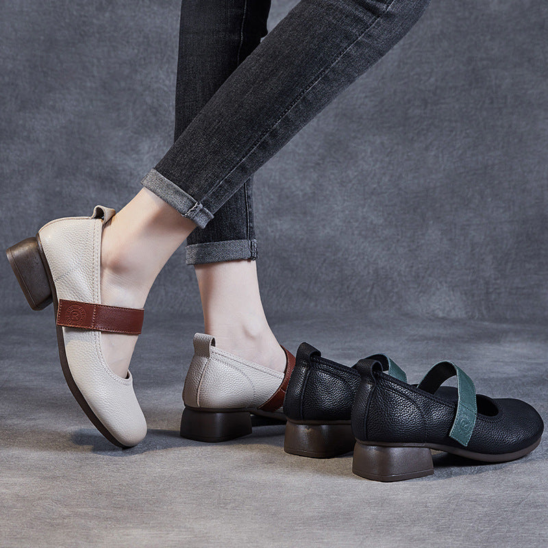 Women Soft Leather Casual Mary Jane Shoes Newgew Shoes