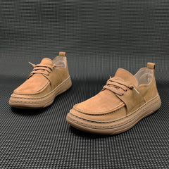 Men Minimalist Solid Leather Flat Casual Shoes Newgew Shoes