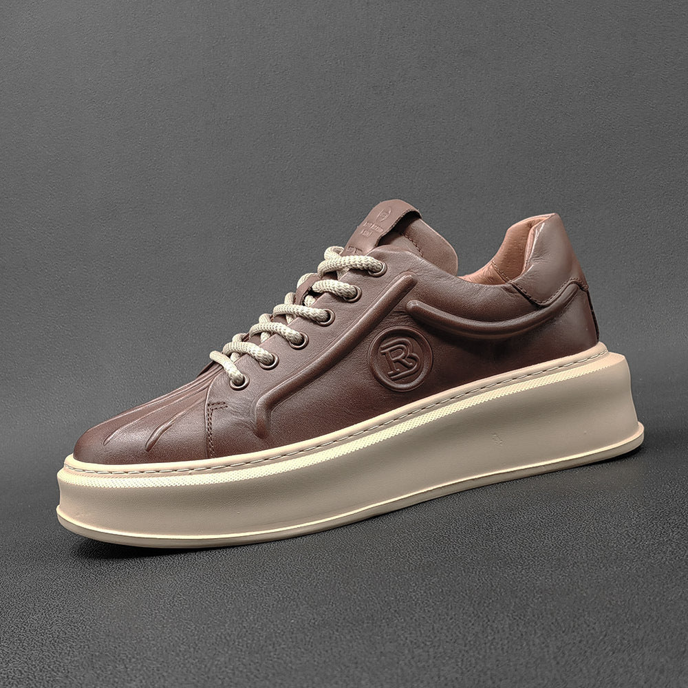 Men Minimalist Leather Thick Soled Casual Shoes Newgew Shoes