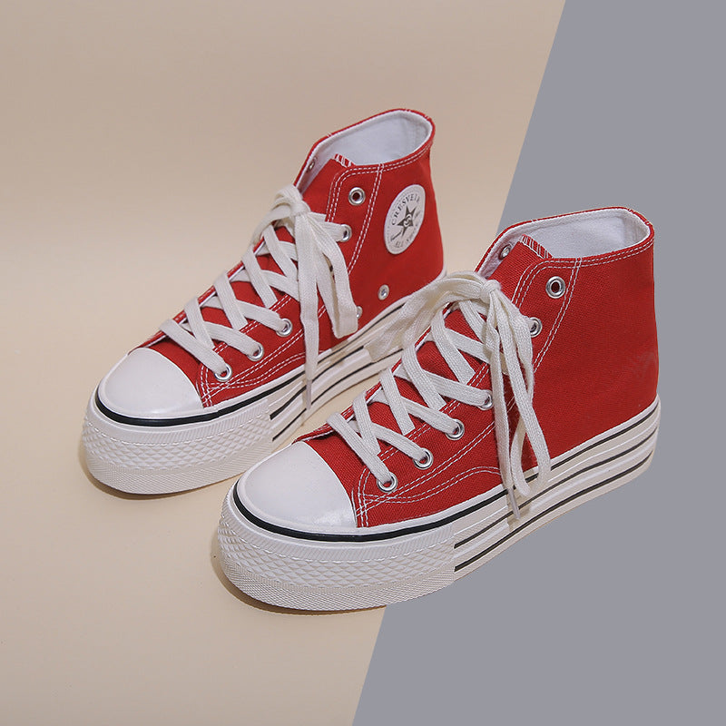 Women's Platform Trendy Heightened Easy Wear Korean Canvas Shoes Newgew