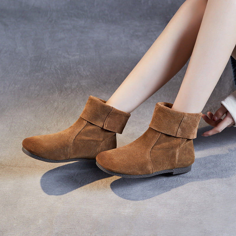 Women Minimalist Soft Suede Casual Flat Boots Newgew Shoes