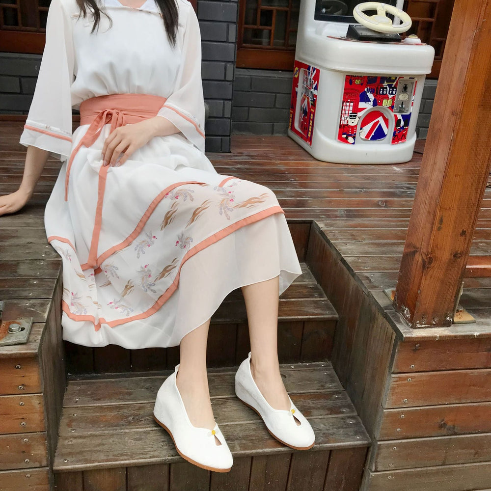 Women's High Pumps Wedge Solid Color Cloth With Heels Newgew